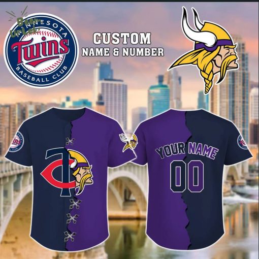 Minnesota Twins x Minnesota Vikings Baseball Jersey-3D Baseball Jersey