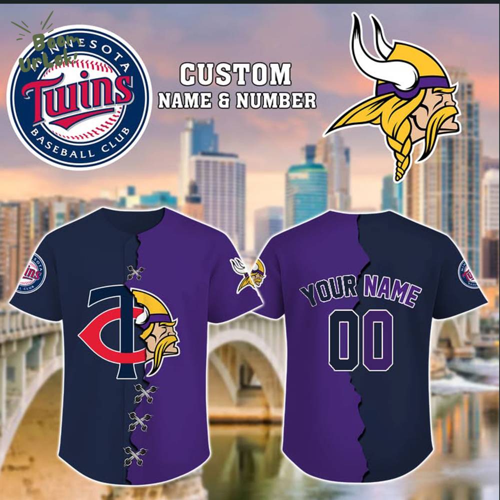 Minnesota Twins x Minnesota Vikings Baseball Jersey-3D Baseball Jersey Minnesota Twins x Minnesota Vikings Baseball Jersey-3D Baseball Jersey