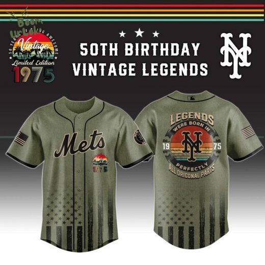 NY Mets x 50th Birthday Vintage Legends Mashup Usa Design Baseball Jersey