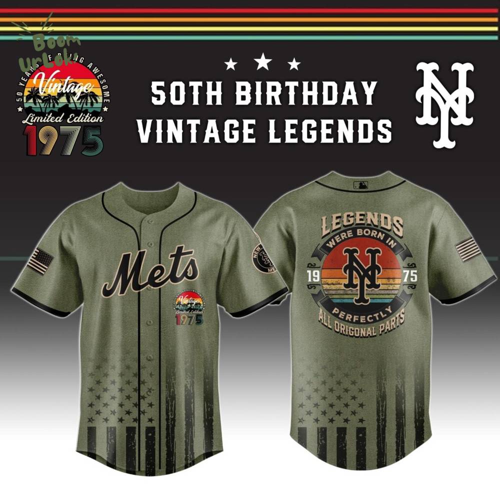 NY Mets x 50th Birthday Vintage Legends Mashup Usa Design Baseball Jersey NY Mets x 50th Birthday Vintage Legends Mashup Usa Design Baseball Jersey