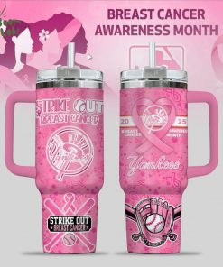 Ny Yankees Breast Cancer Awareness Tumbler With Handle
