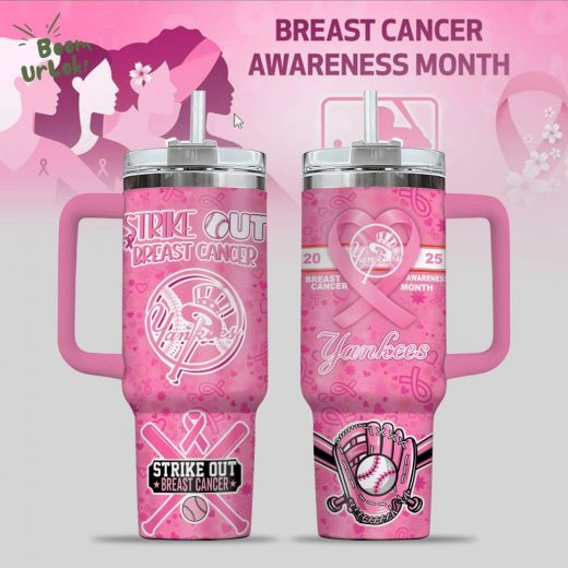 Ny Yankees Breast Cancer Awareness Tumbler With Handle
