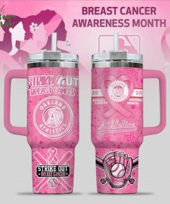 Oakland Athletics Breast Cancer Awareness Tumbler With Handle