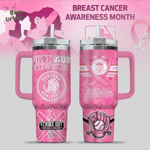 Oakland Athletics Breast Cancer Awareness Tumbler With Handle