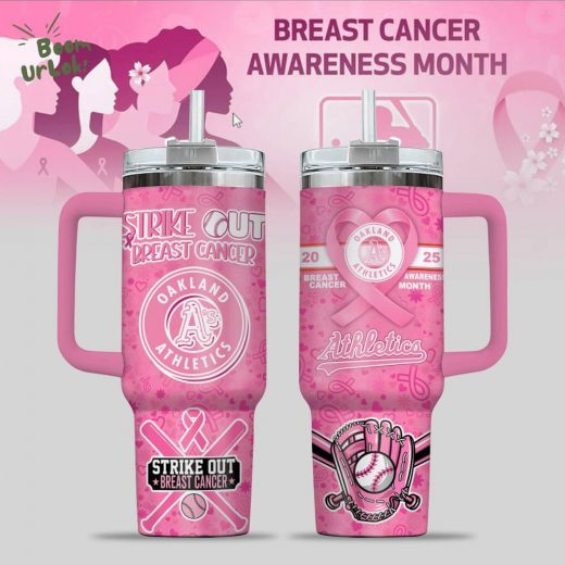 Oakland Athletics Breast Cancer Awareness Tumbler With Handle
