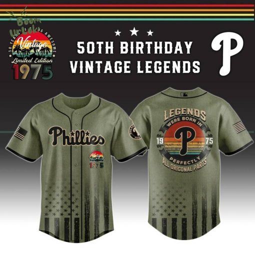 Philadelphia Phillies x 50th Birthday Vintage Legends Mashup Usa Design Baseball Jersey