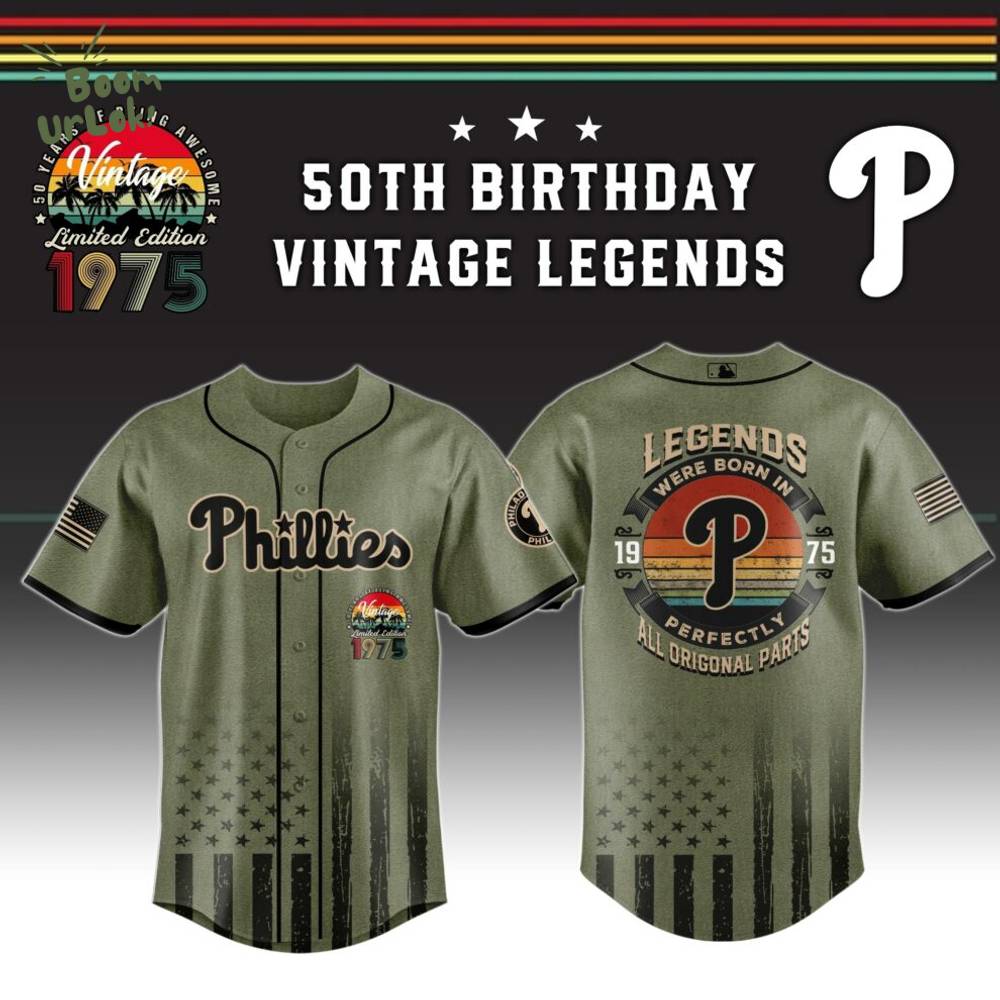 Philadelphia Phillies x 50th Birthday Vintage Legends Mashup Usa Design Baseball Jersey Philadelphia Phillies x 50th Birthday Vintage Legends Mashup Usa Design Baseball Jersey