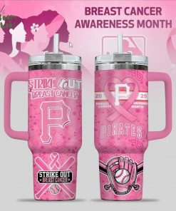 Pirates Breast Cancer Awareness Tumbler With Handle