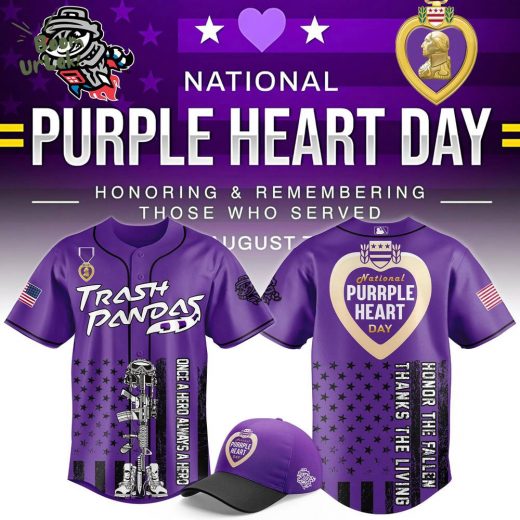 Rocket City Trash Pandas x Purple Heart Day Baseball Jersey