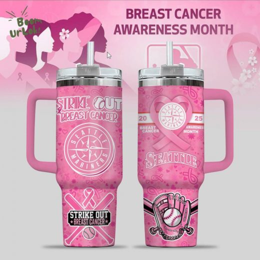 Seattle Mariners Breast Cancer Awareness Tumbler With Handle