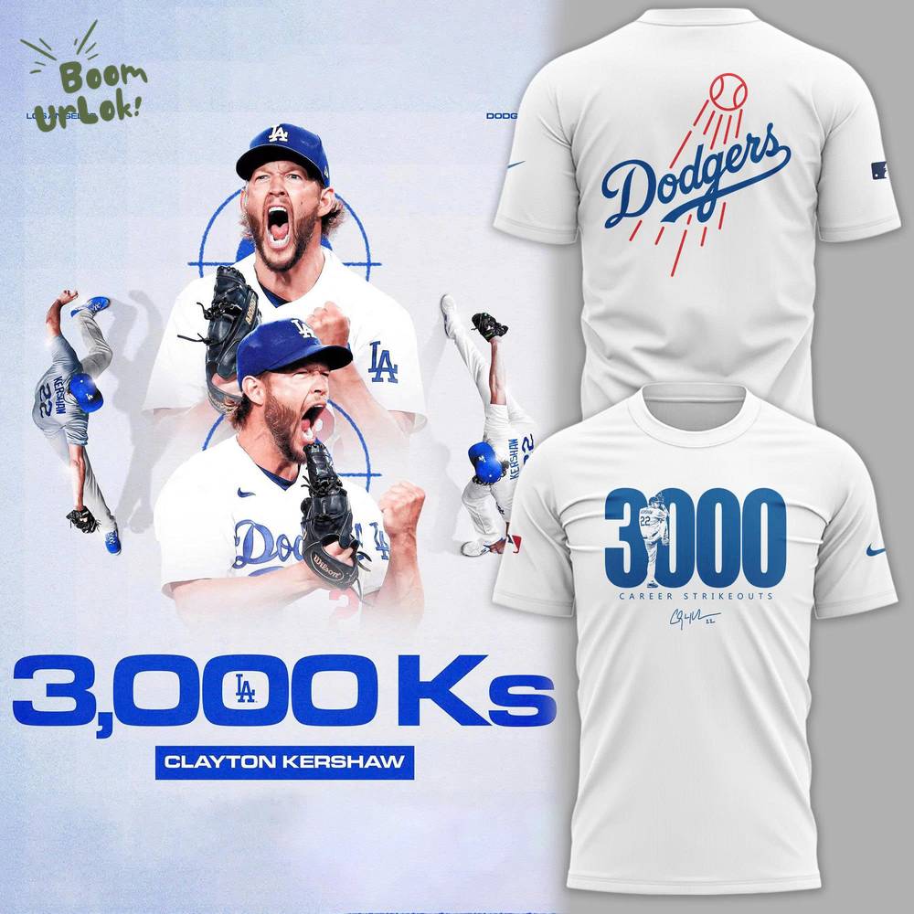Special New Edition Clayton Kershaw’s 3,000th-Strikeout 2025 White Tshirt Special New Edition Clayton Kershaw’s 3,000th-Strikeout 2025 White Tshirt