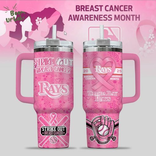 Tampa Bay Rays Breast Cancer Awareness Tumbler With Handle