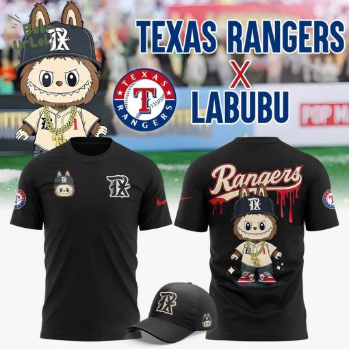 Texas Rangers x Labubu baseball New 2025 Special T-Shirt (Black)