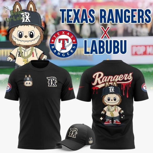 Texas Rangers x Labubu baseball New 2025 Special T-Shirt (Black)