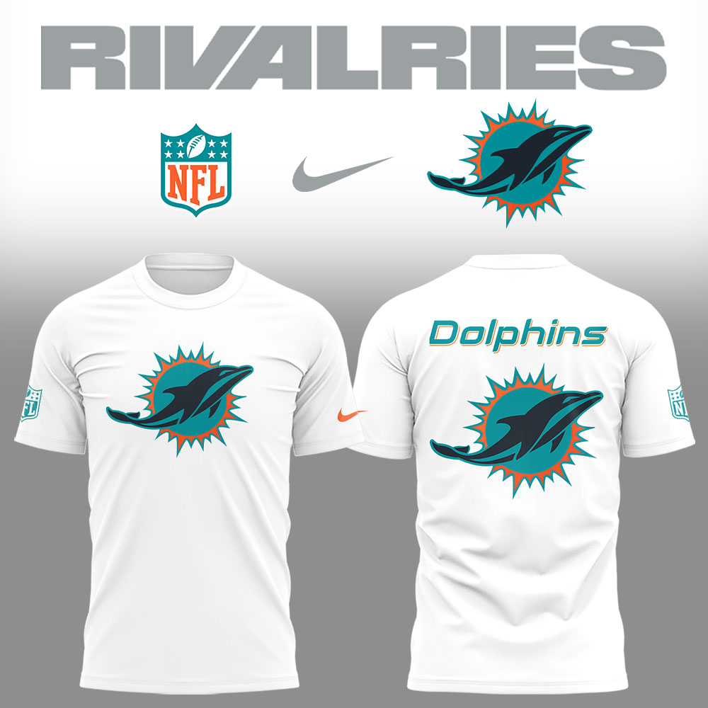 Limited Edition Dolphins Football Rivalries Teaser Logo White TShirt Limited Edition Dolphins Football Rivalries Teaser Logo White TShirt