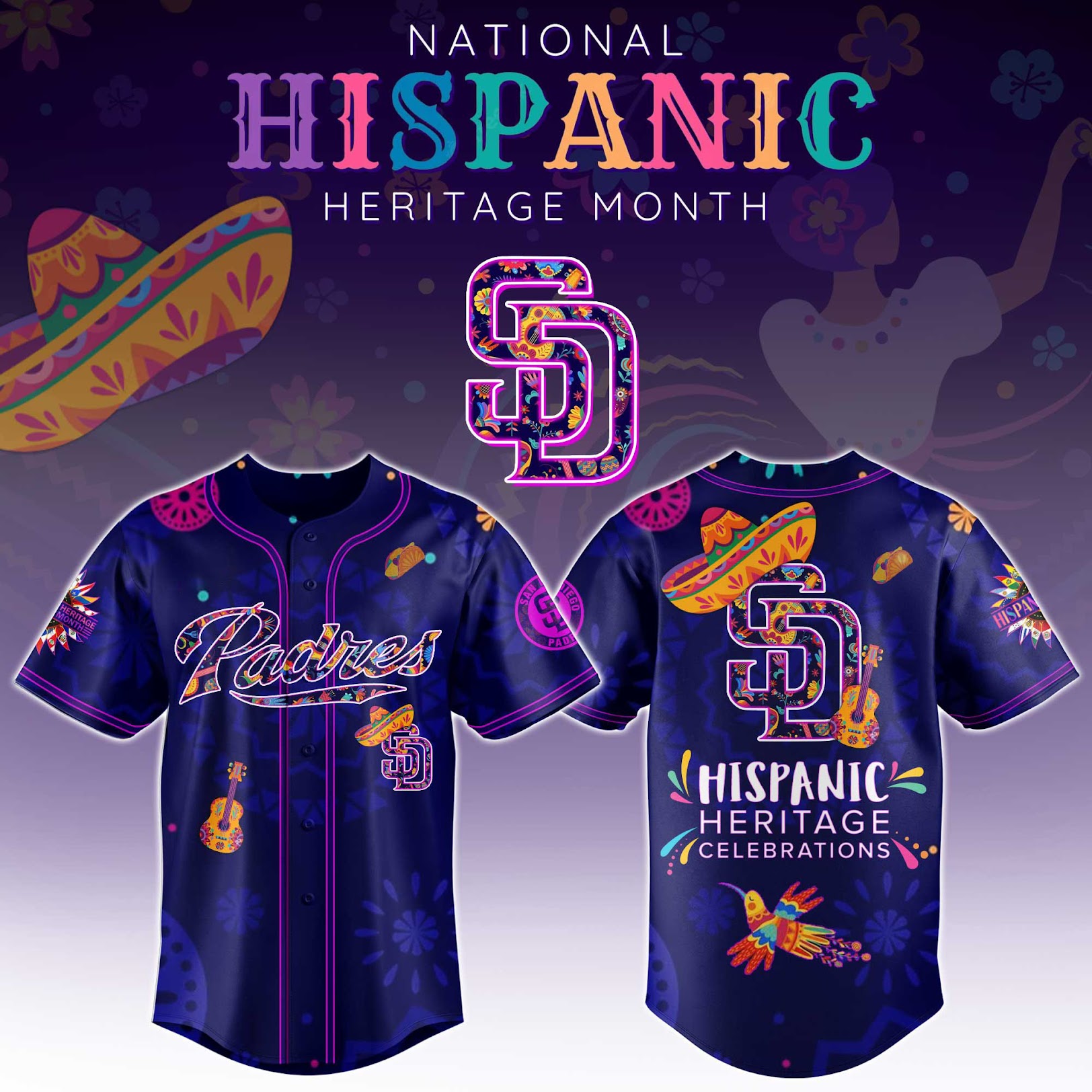 Limited Edition 2025-San Diego Padres x National Hispanic Heritage Month-3D Baseball Jersey Limited Edition 2025-San Diego Padres x National Hispanic Heritage Month-3D Baseball Jersey