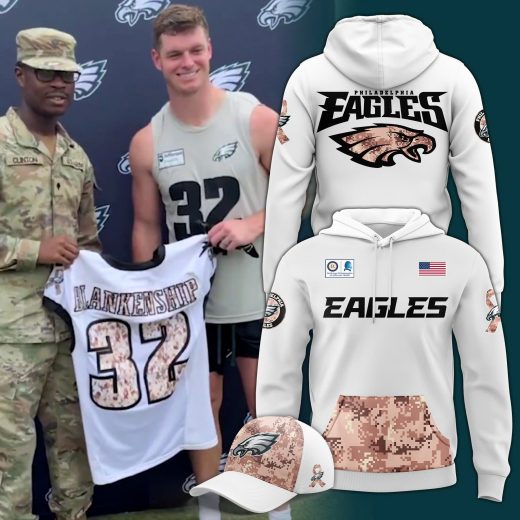 Men’s Philadelphia Eagles 2025 Military Day White Hoodie