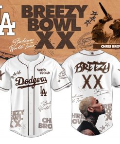 LA Dodgers x Chris Brown Breezy Bowl XX World Tour 2025 Jersey Editions Limited White
