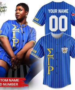 Sigma Gamma Rho Jersey – Blue & Gold Stripes – Personalized Name & Number