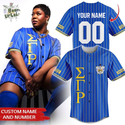 Sigma Gamma Rho Jersey – Blue & Gold Stripes – Personalized Name & Number