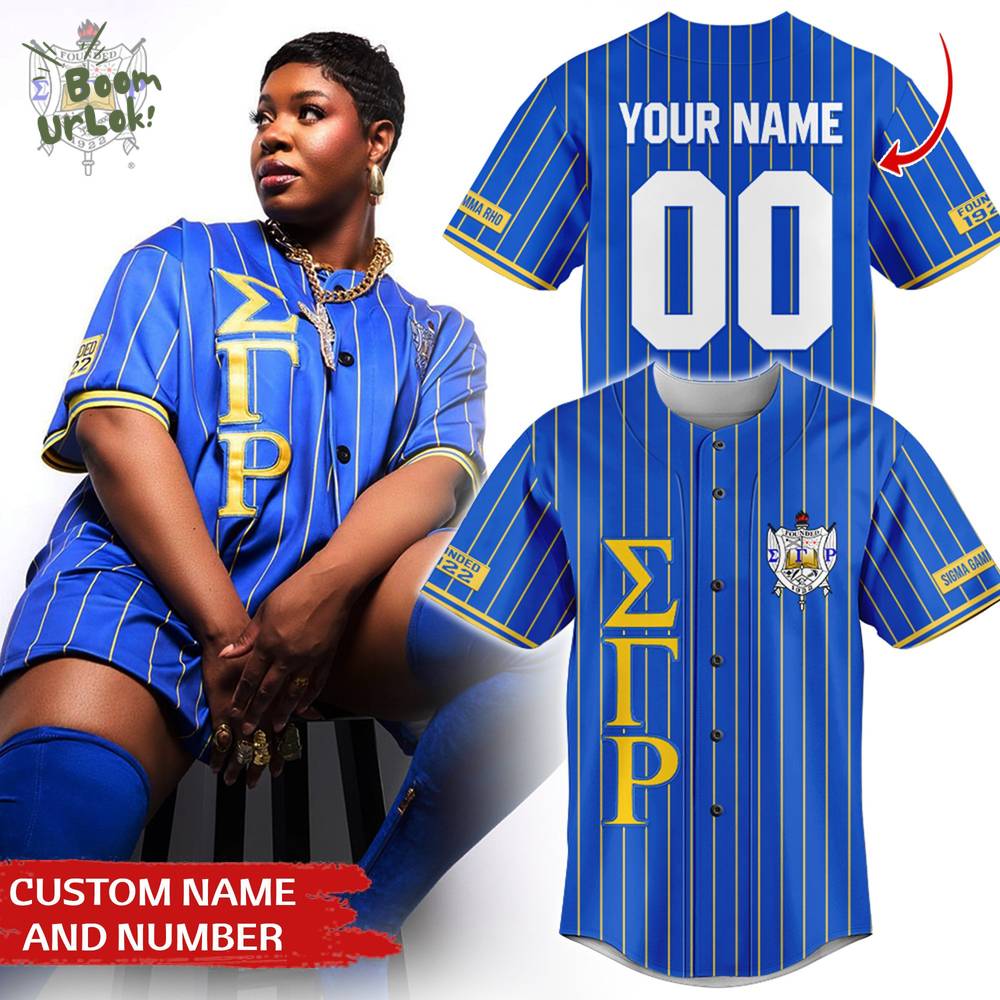 Sigma Gamma Rho Jersey – Blue & Gold Stripes – Personalized Name & Number Sigma Gamma Rho Jersey – Blue & Gold Stripes – Personalized Name & Number