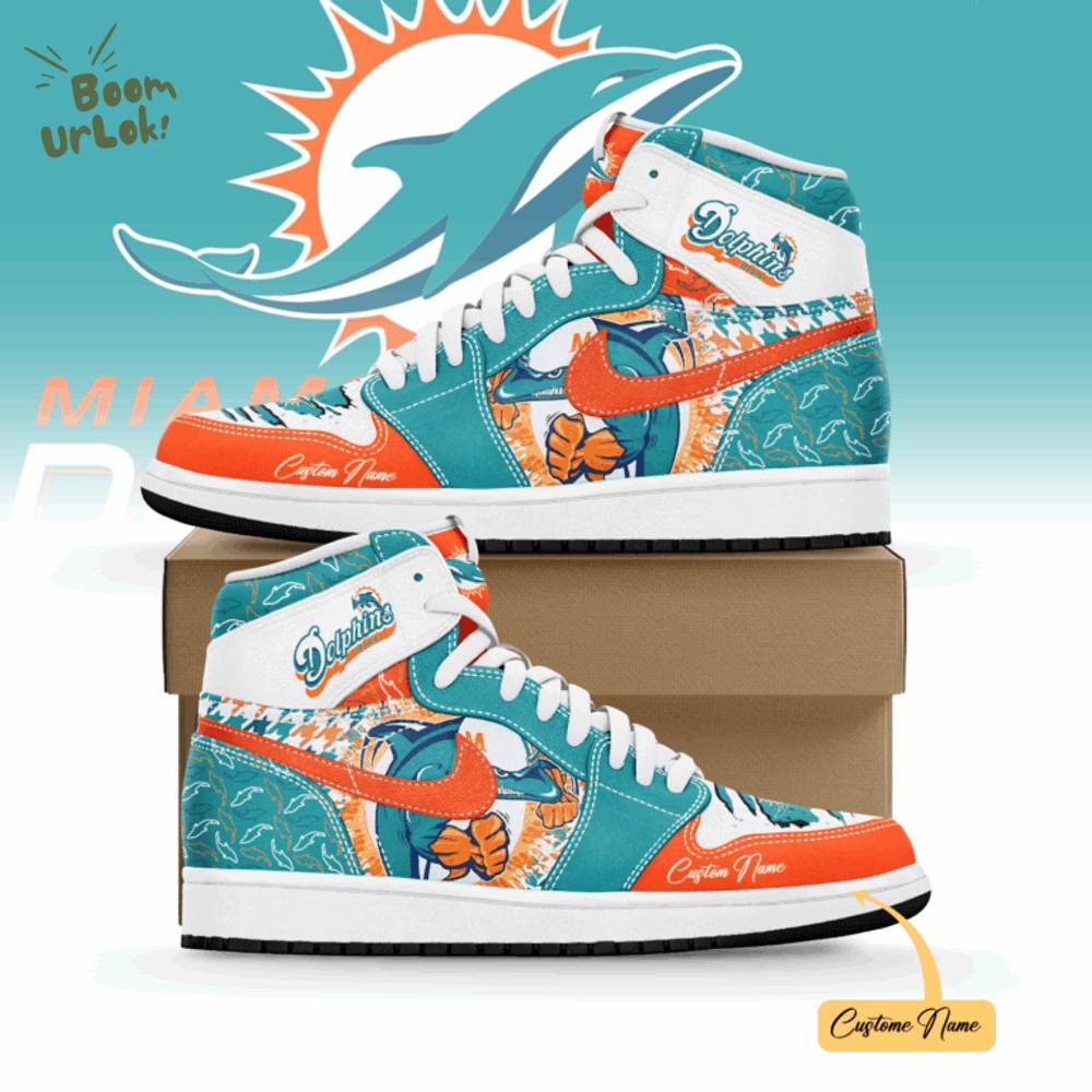 Miami Dolphins AJ1 High Sneakers Shoes Miami Dolphins AJ1 High Sneakers Shoes