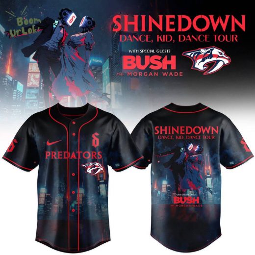 Nashville Predators x Shinedown DanceKidDance Tour Merch 2025 Black Jersey