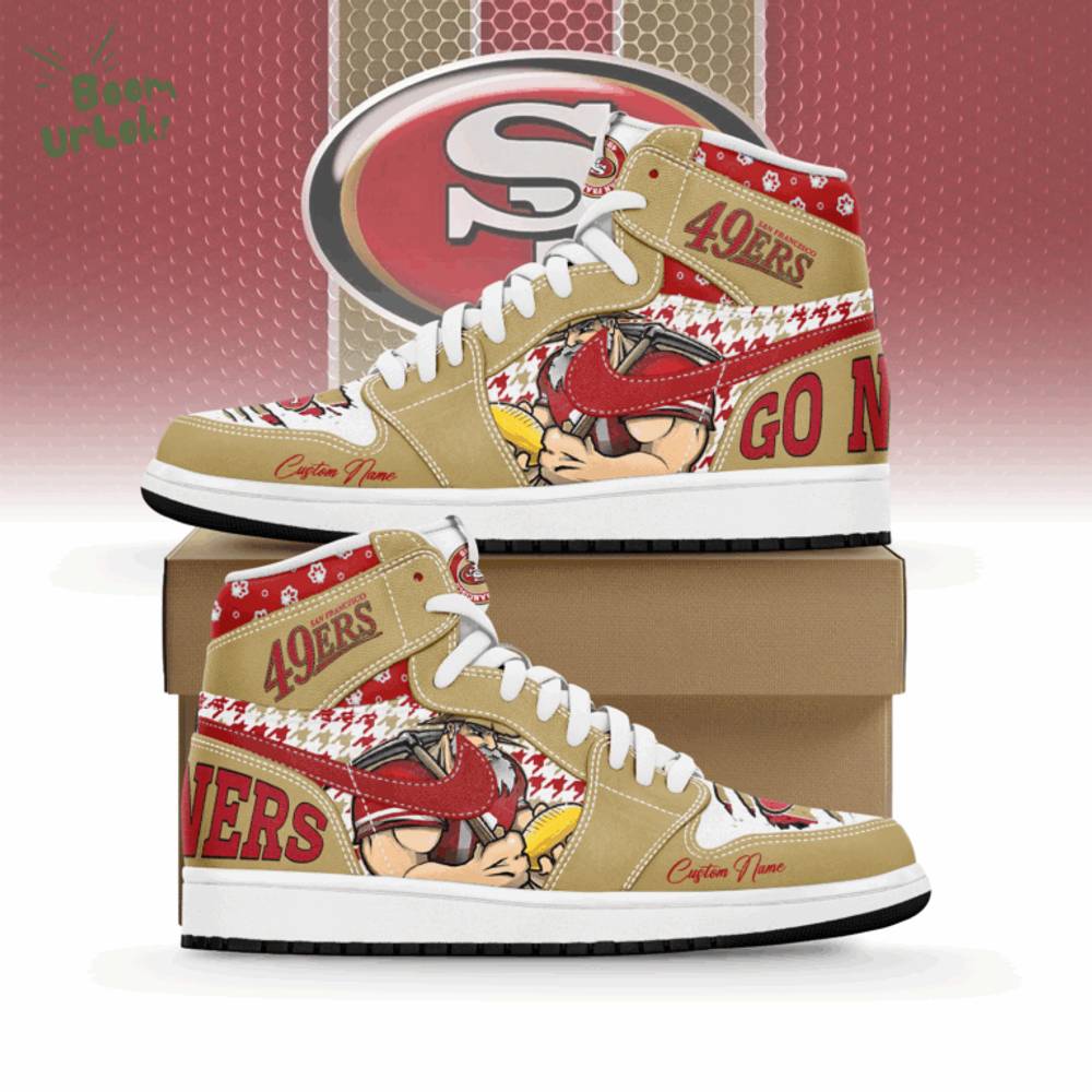 San Francisco 49ers AJ1 High Sneakers Shoes San Francisco 49ers AJ1 High Sneakers Shoes