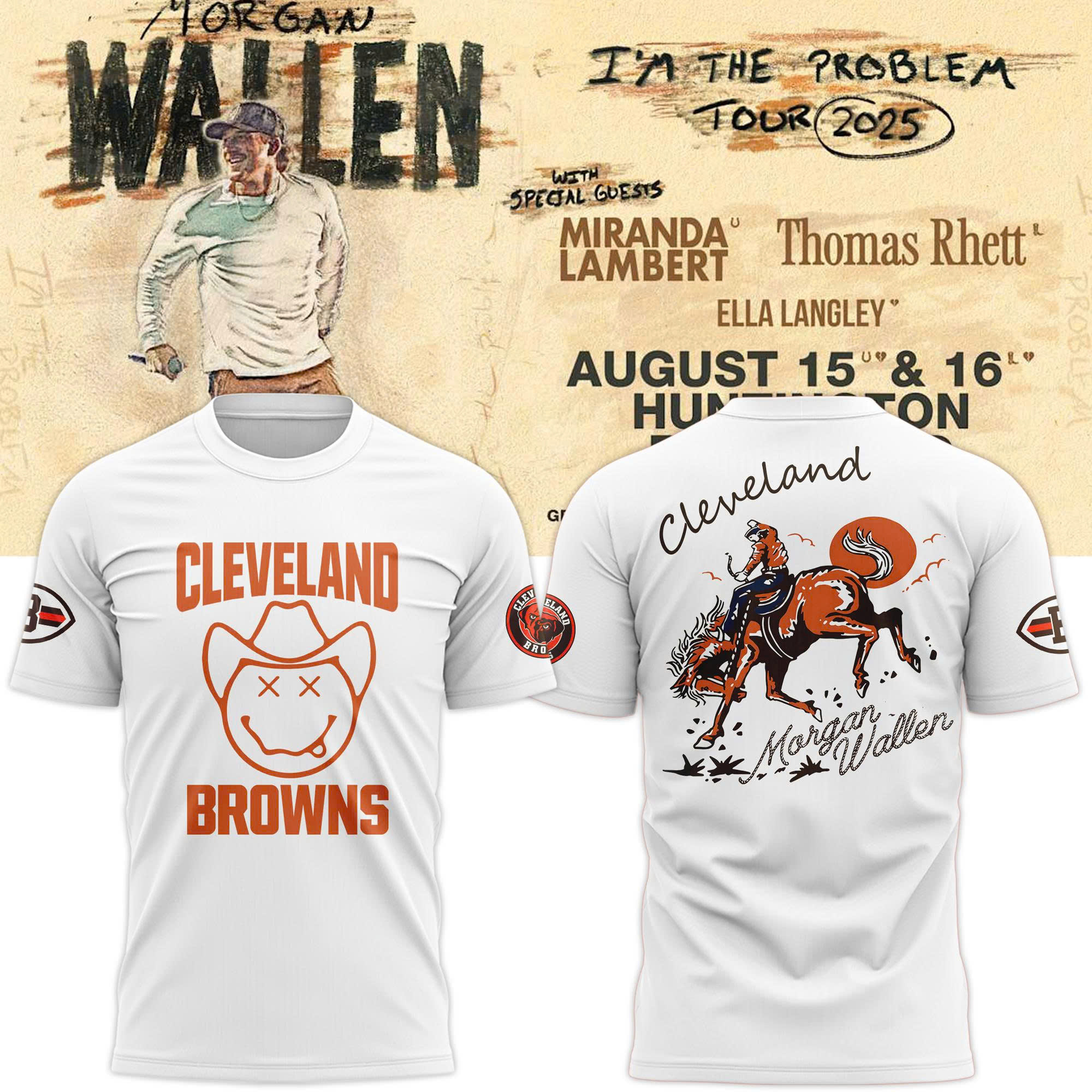 Cleveland Browns x Morgan Wallen Tour T-shirt (White) Cleveland Browns x Morgan Wallen Tour T-shirt (White)