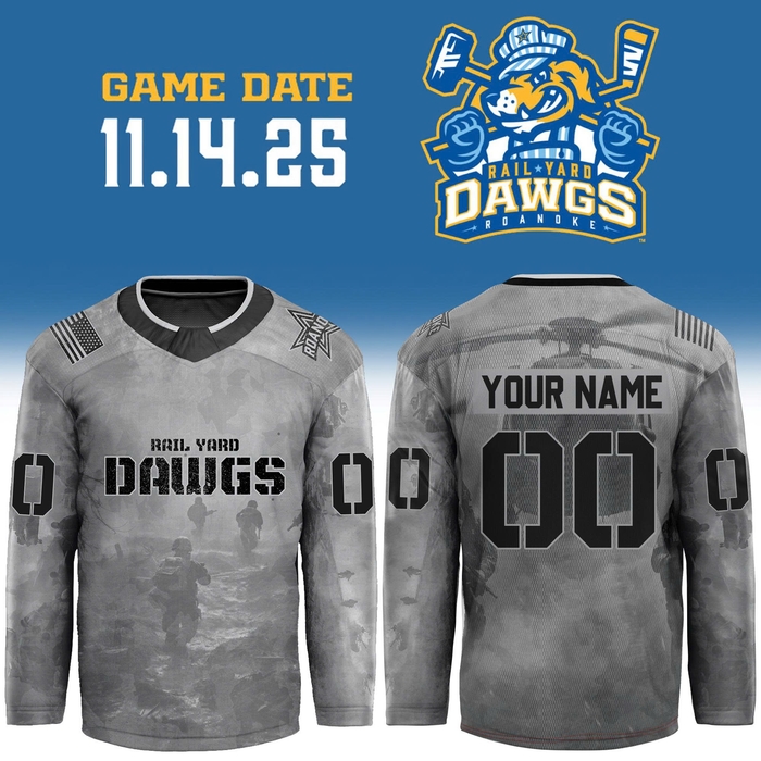 Limited Edition Roanoke Rail Yard Dawgs x Military Night Jersey 2025 Limited Edition Roanoke Rail Yard Dawgs x Military Night Jersey 2025