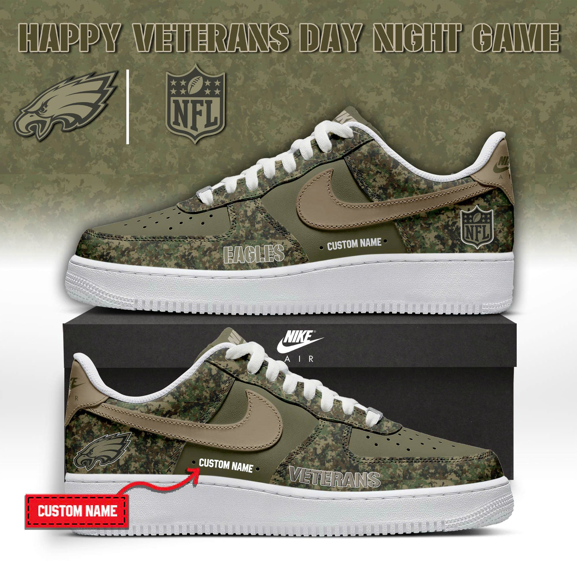 Philadelphia Eagles × Happy Veteran Day AF1 Sneakers Philadelphia Eagles × Happy Veteran Day AF1 Sneakers