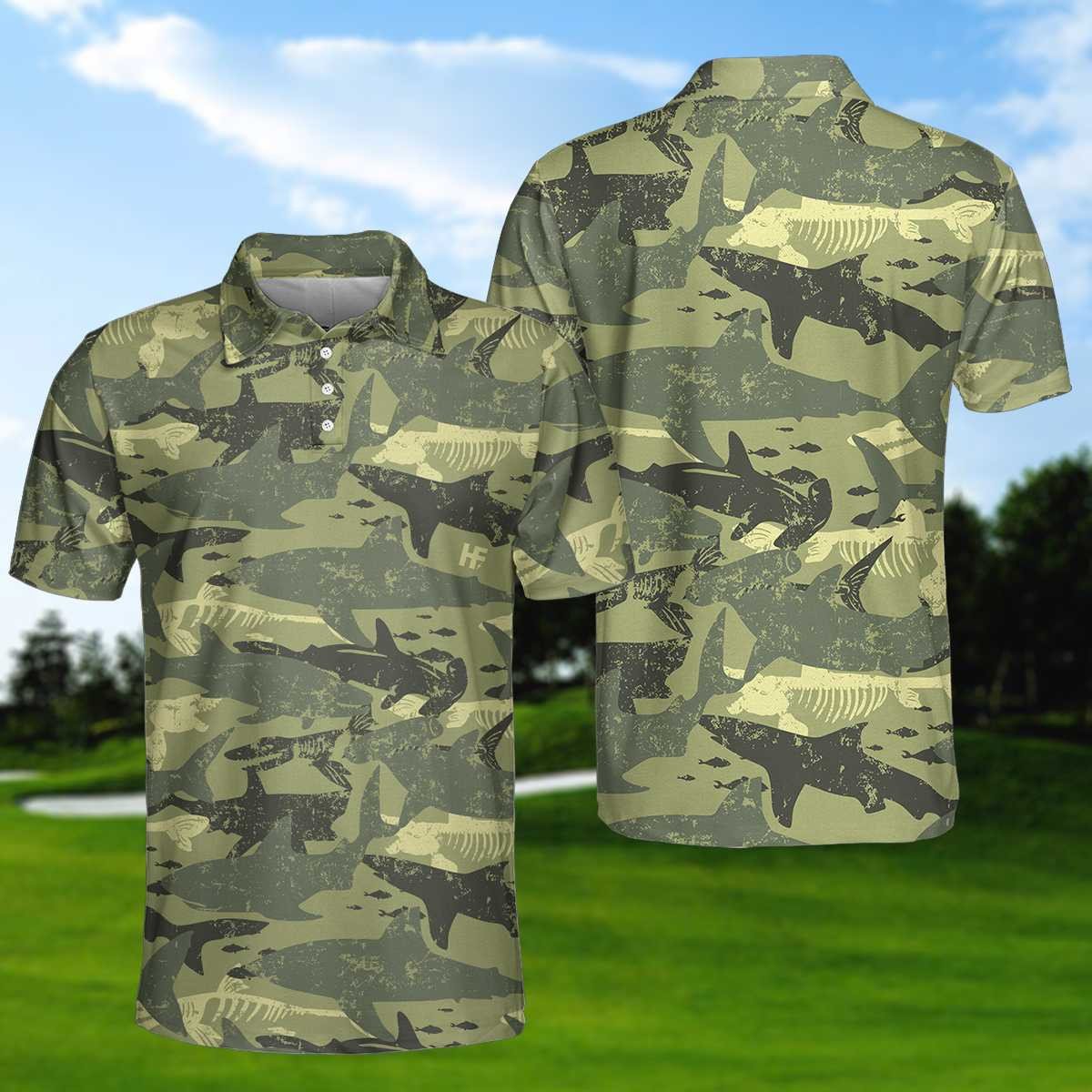 Camouflage Shark Pattern Camo Military Polo Shirt Camouflage Shark Pattern Camo Military Polo Shirt