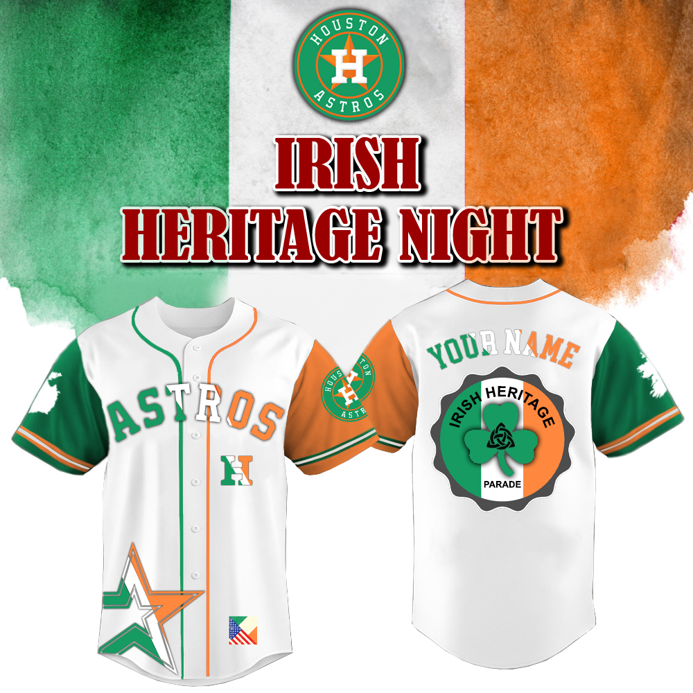 Houston Astros x Irish American Heritage Night-3D Baseball Jersey Houston Astros x Irish American Heritage Night-3D Baseball Jersey