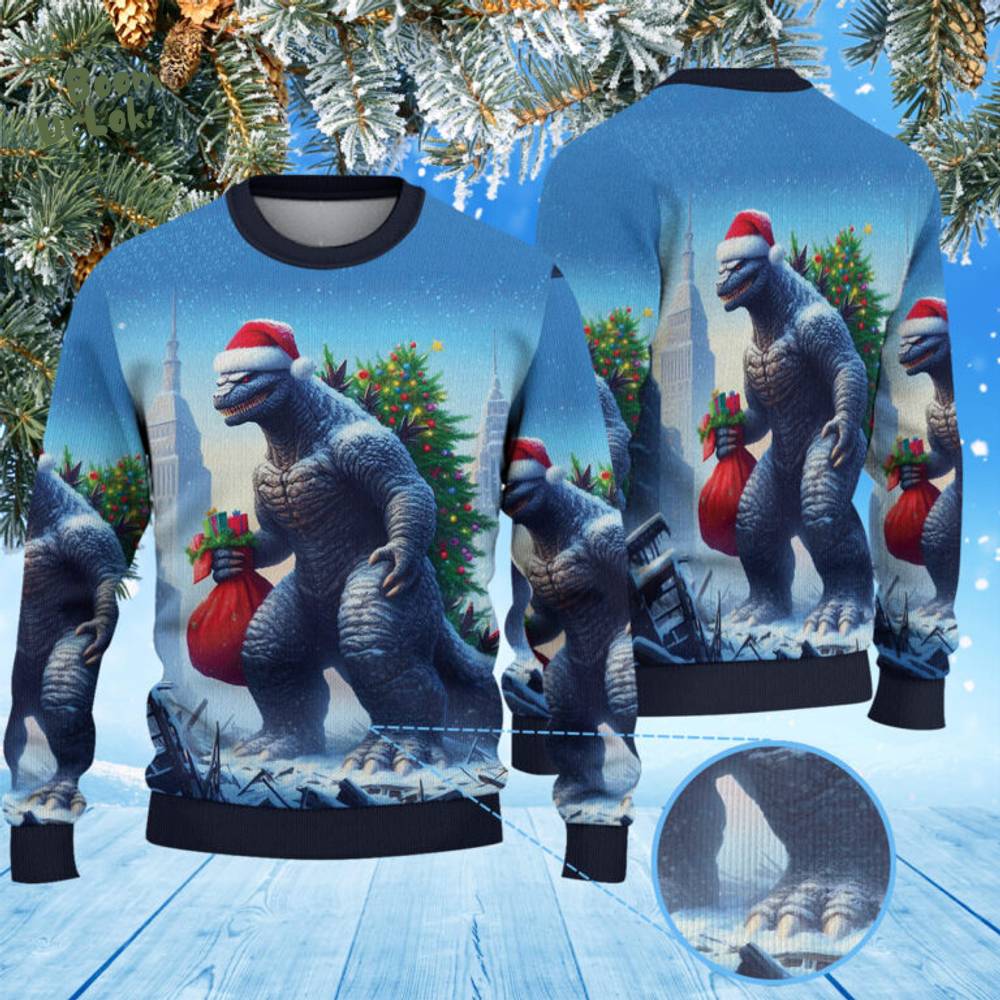 Godzilla Christmas Knitted Sweater Godzilla Christmas Knitted Sweater