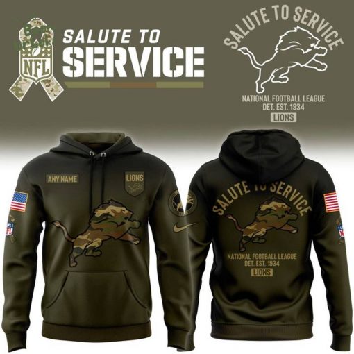 Men’s Custom Detroit Lions 2025 Salute to Service Hoodie
