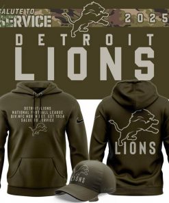 Men’s Detroit Lions Nike Olive 2025 Salute to Service Sideline Hoodie