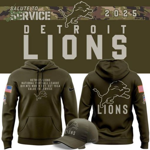 Men’s Detroit Lions Nike Olive 2025 Salute to Service Sideline Hoodie