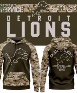 Men’s Detroit Lions Nike Olive/Camo 2025 Salute to Service Sideline Hoodie