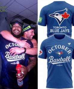 Men’s Toronto Blue Jays Blue 2025 MLB Postseason Locker Room T-Shirt