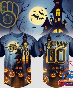 Milwaukee Brewers x Halloween Haunted Jersey-3D Baseball Jersey