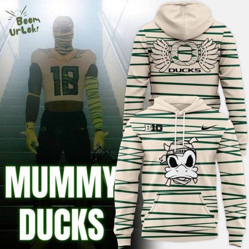 Oregon Ducks Mummy Mode White Hoodie 2025