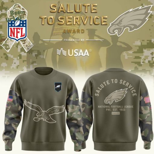 Philadelphia Eagles Nike Olive 2025 Salute to Service Sideline Standard Sweat
