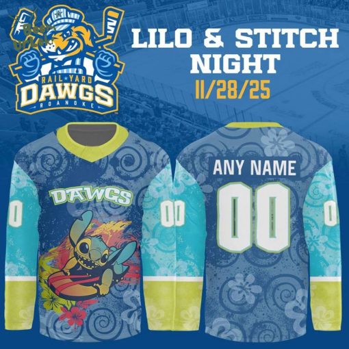 Roanoke Rail Yard Dawgs x Lilo & Stitch Night Jersey 2025