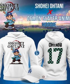 Shohei Ohtani 17 Dodgers x Demon Slayer Anime Hoodie 2025 White