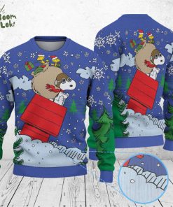 Snoopy & Woodstock In Red Baron Gear Christmas Knitted Sweater