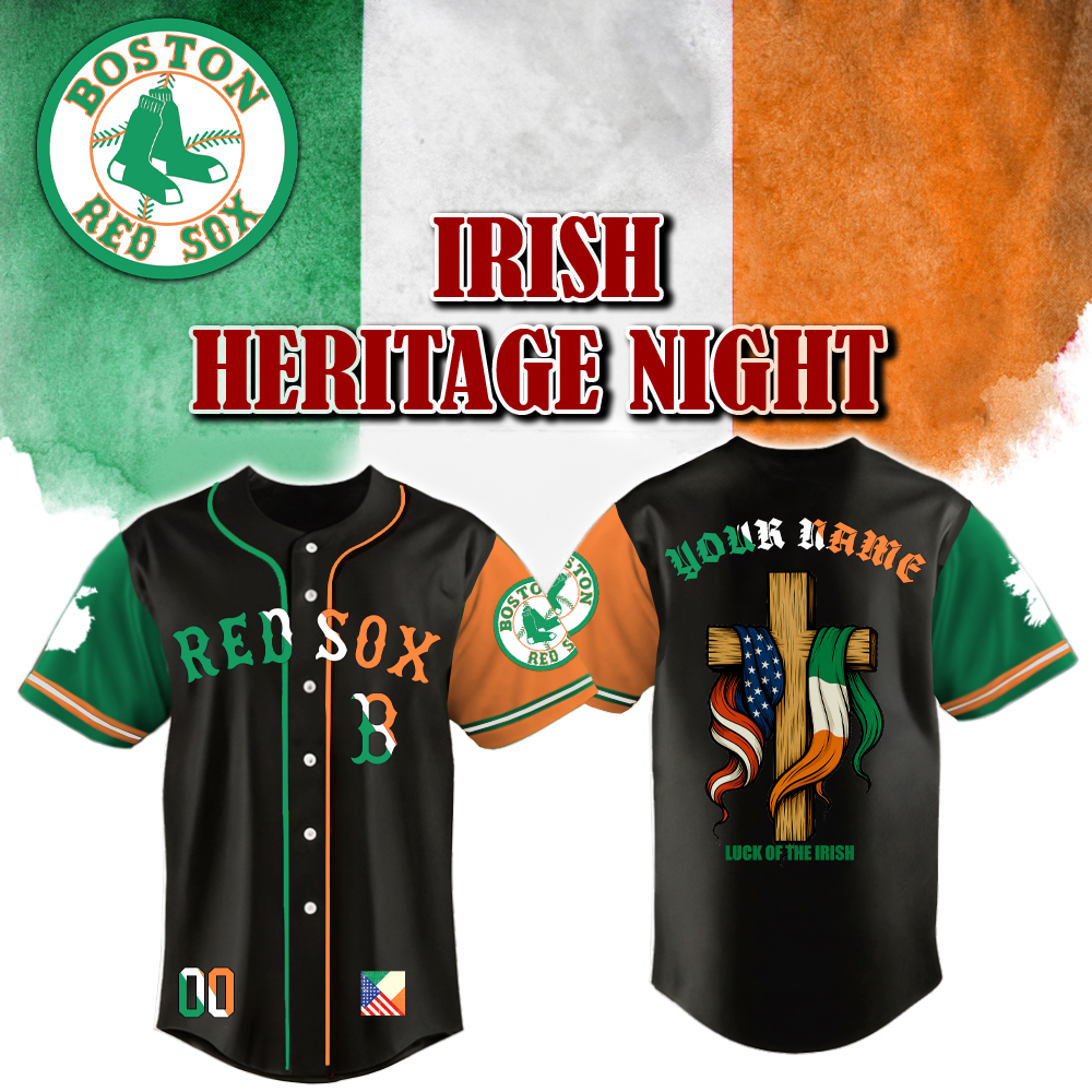 Boston Red Sox x Irish American Heritage Night Luck Of The Irish-3D Baseball Jersey Boston Red Sox x Irish American Heritage Night Luck Of The Irish-3D Baseball Jersey
