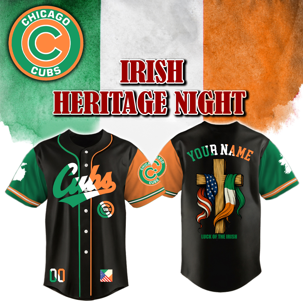 Chicago Cubs x Irish American Heritage Night Luck Of The Irish-3D Baseball Jersey Chicago Cubs x Irish American Heritage Night Luck Of The Irish-3D Baseball Jersey