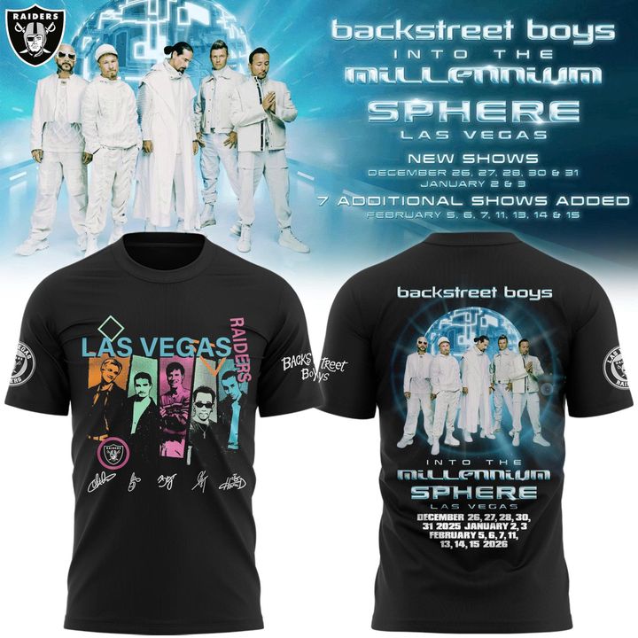Raiders Backstreet Boys Intro The Millennium Sphere Las Vegas T-Shirt 2025 Raiders Backstreet Boys Intro The Millennium Sphere Las Vegas T-Shirt 2025