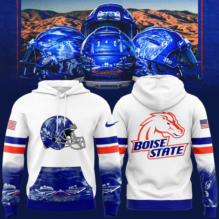 Boise State Broncos Football "The Blue and the State of Idaho" Special Edition 2025 White Hoodie Boise State Broncos Football "The Blue and the State of Idaho" Special Edition 2025 White Hoodie