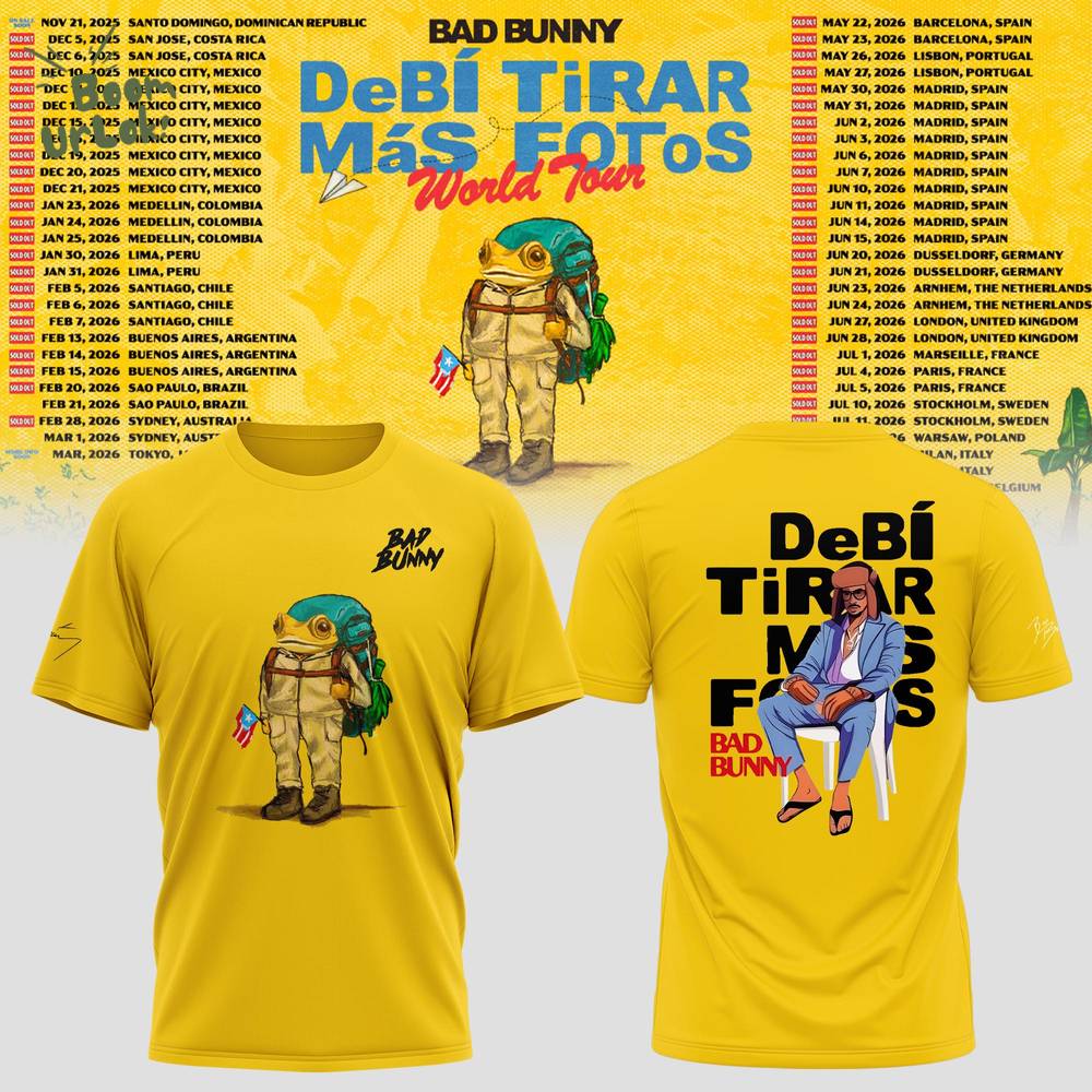Bad Bunny – Debí Tirar Más Fotos World Tour Yellow Tee Bad Bunny – Debí Tirar Más Fotos World Tour Yellow Tee